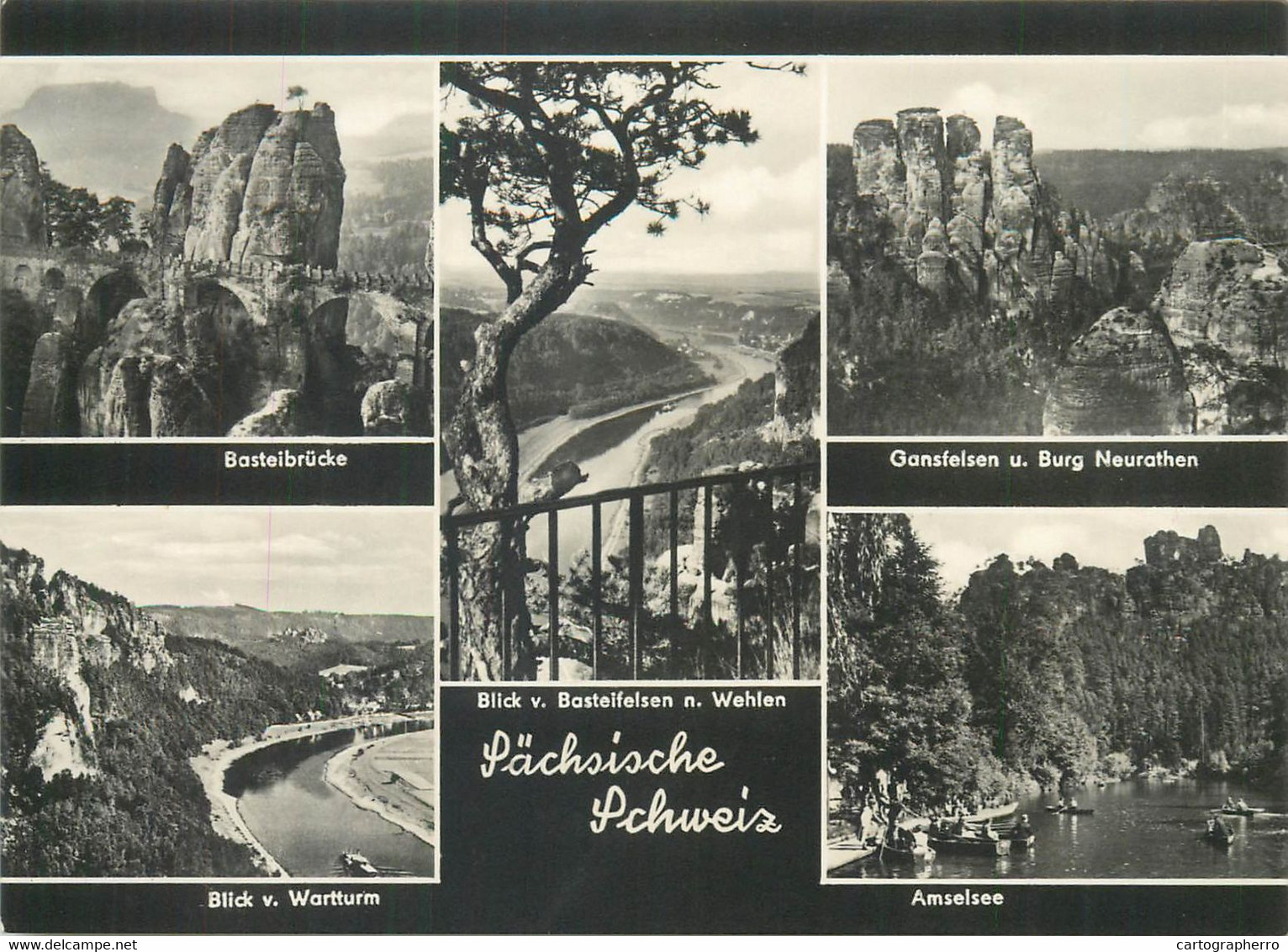 Postcard Saxon Switzerland Mountains (Sächsische Schweiz)