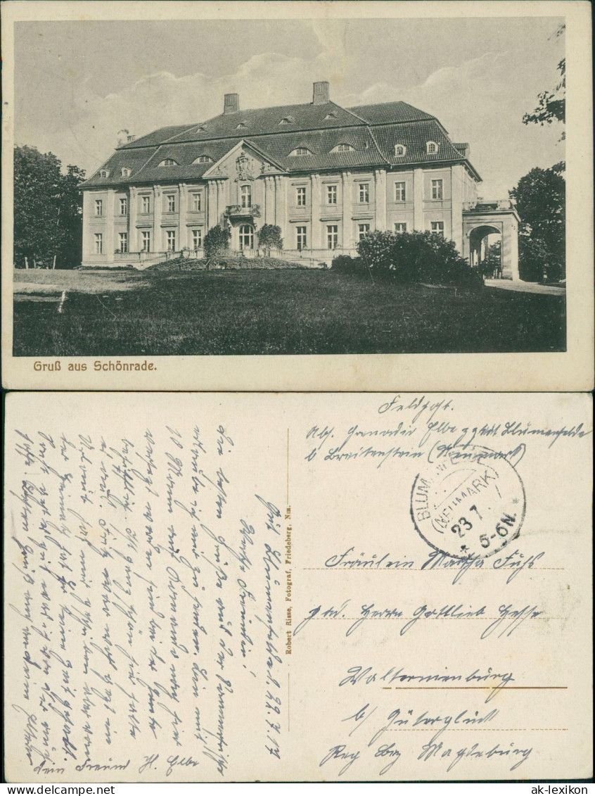 Postcard Schönrade Kr. Friedeberg Neumark Tuczno Schloß 1917