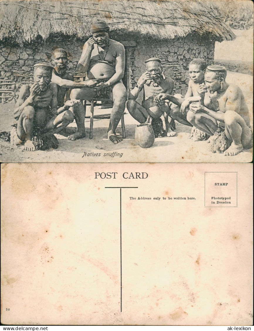Postcard Südafrika Natives snuffing Typen Ak Südafrika Southafrica 1912