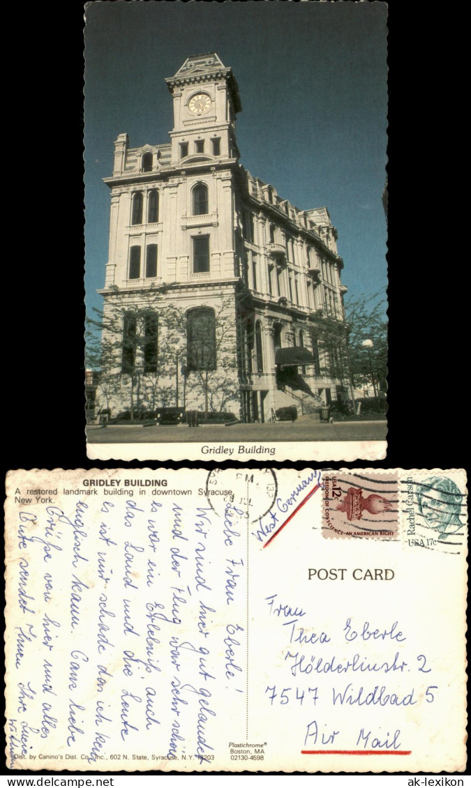 Postcard Syracuse (New York) Gridley Building 1985
