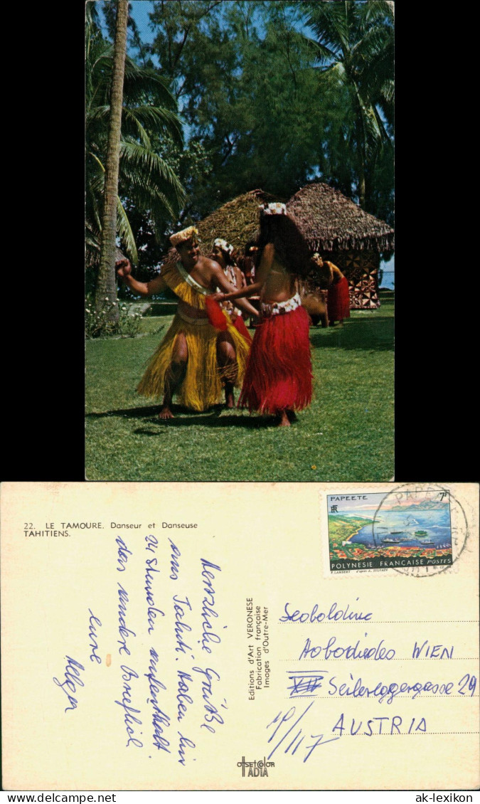 Postcard .Tahiti LE TAMOURE. Danseur et Danseuse Tahitiens 1972