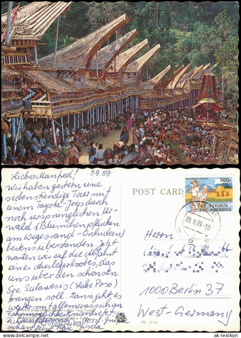 Postcard Tana Toraja Sulawesi Häuser 1989  Indonesien Indonesia