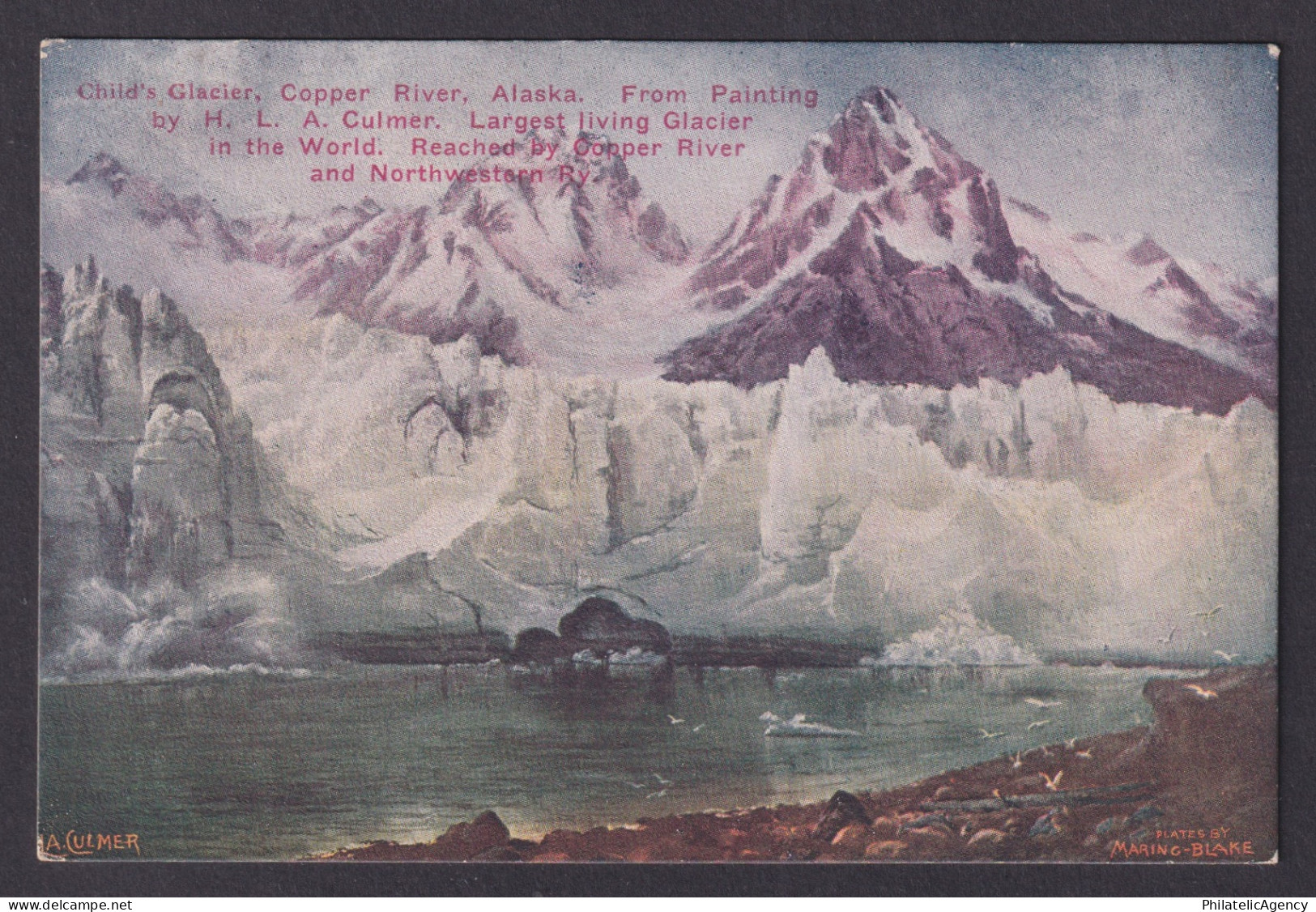 Postcard, United States, Alaska AK, Child's Glacier, Copper River,