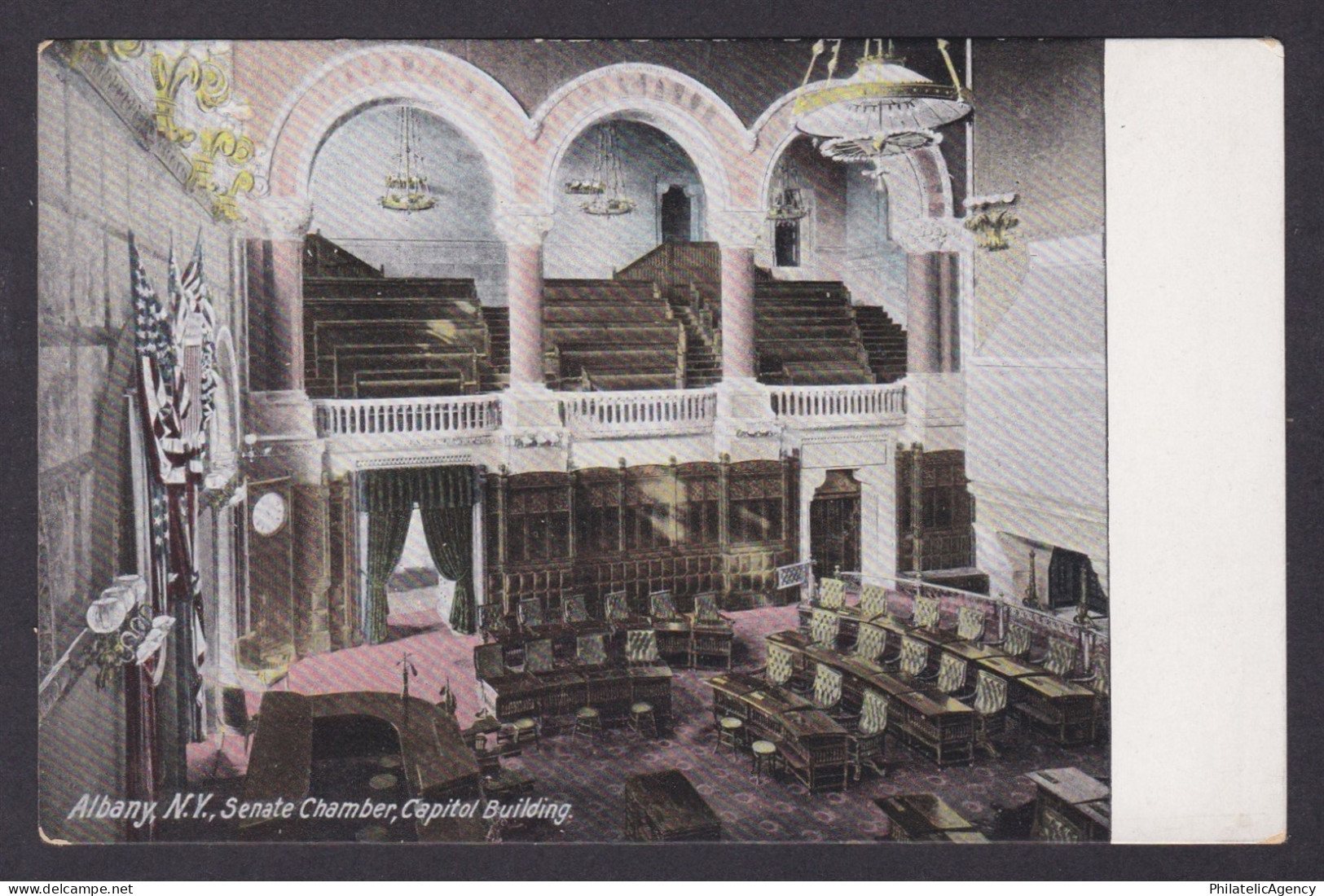 Postcard, United States, Albany NY, Senate Chamber, Capitol Building