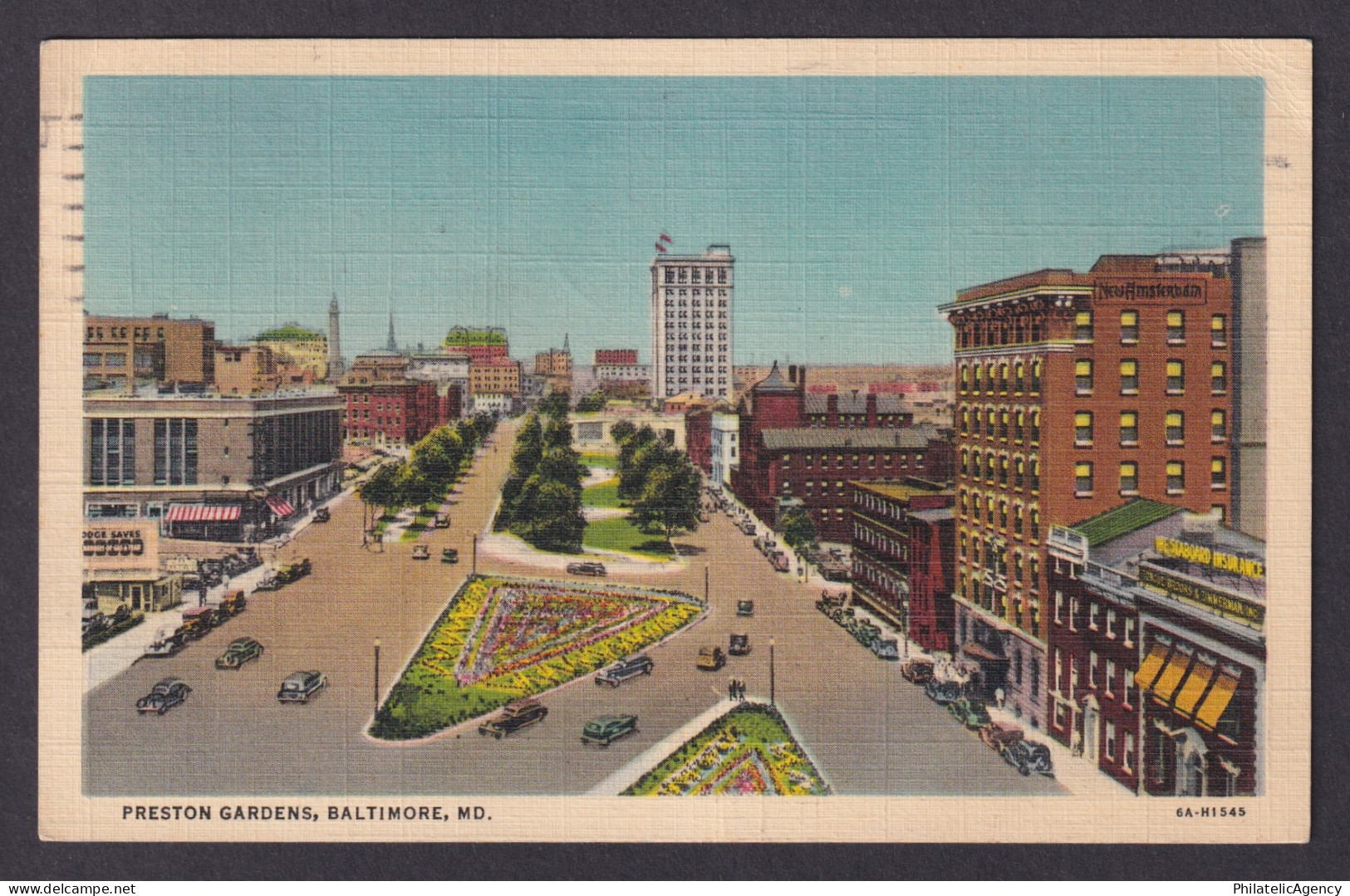 Postcard, United States, Baltimore MD, Preston Gardens