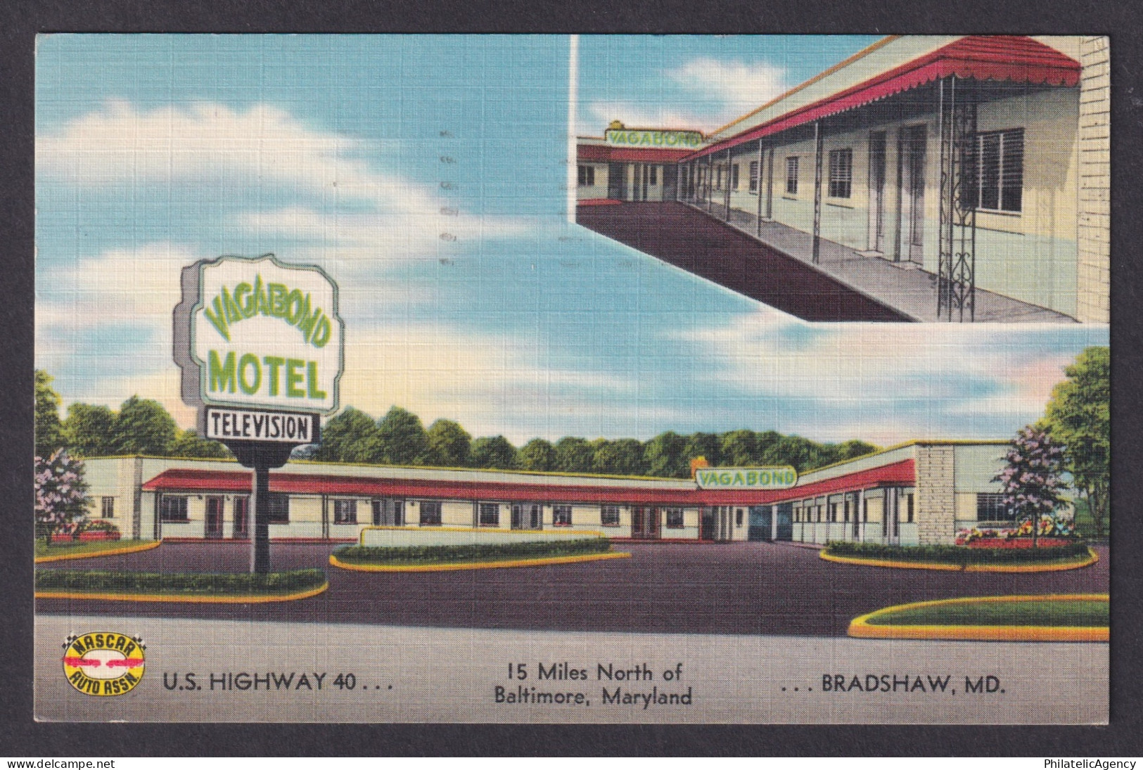 Postcard, United States, Baltimore MD, Vagabond Motel