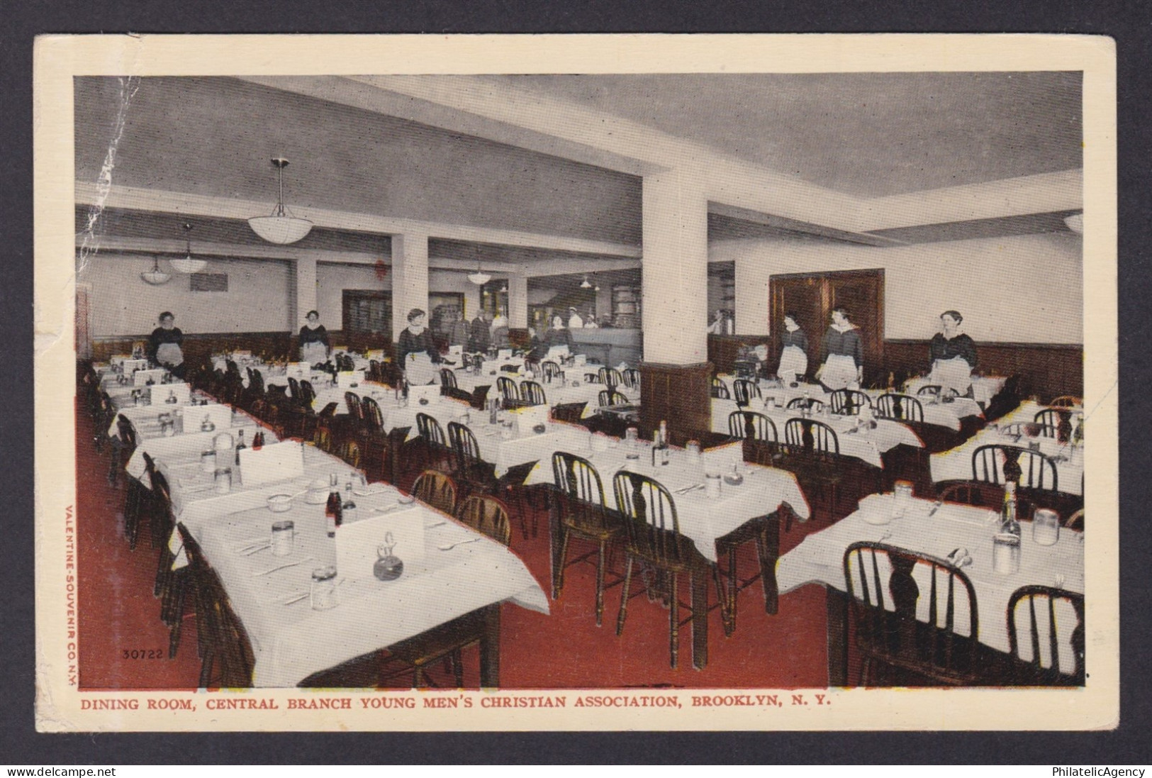 Postcard, United States, Brooklyn NY, Dining Room, Central Branch YMCA