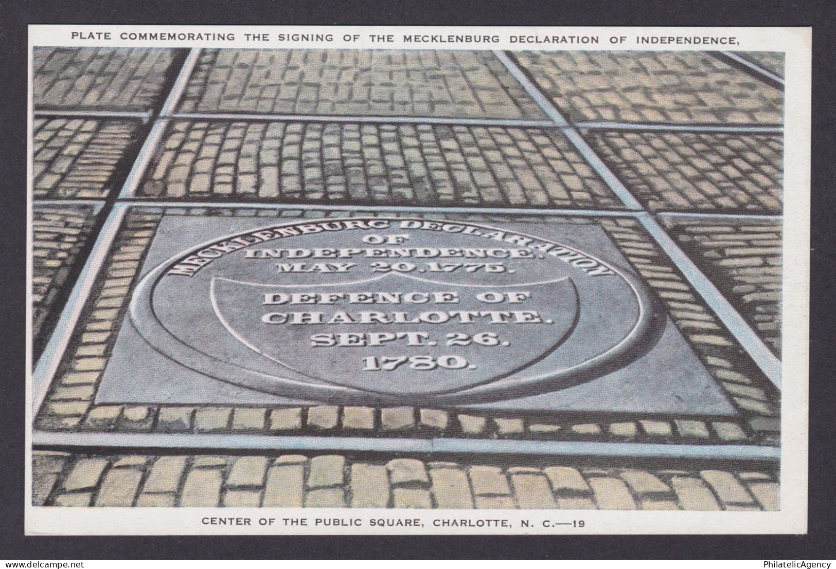 Postcard, United States, Charlotte NC, Plate Mecklenburg Indep. Declaration