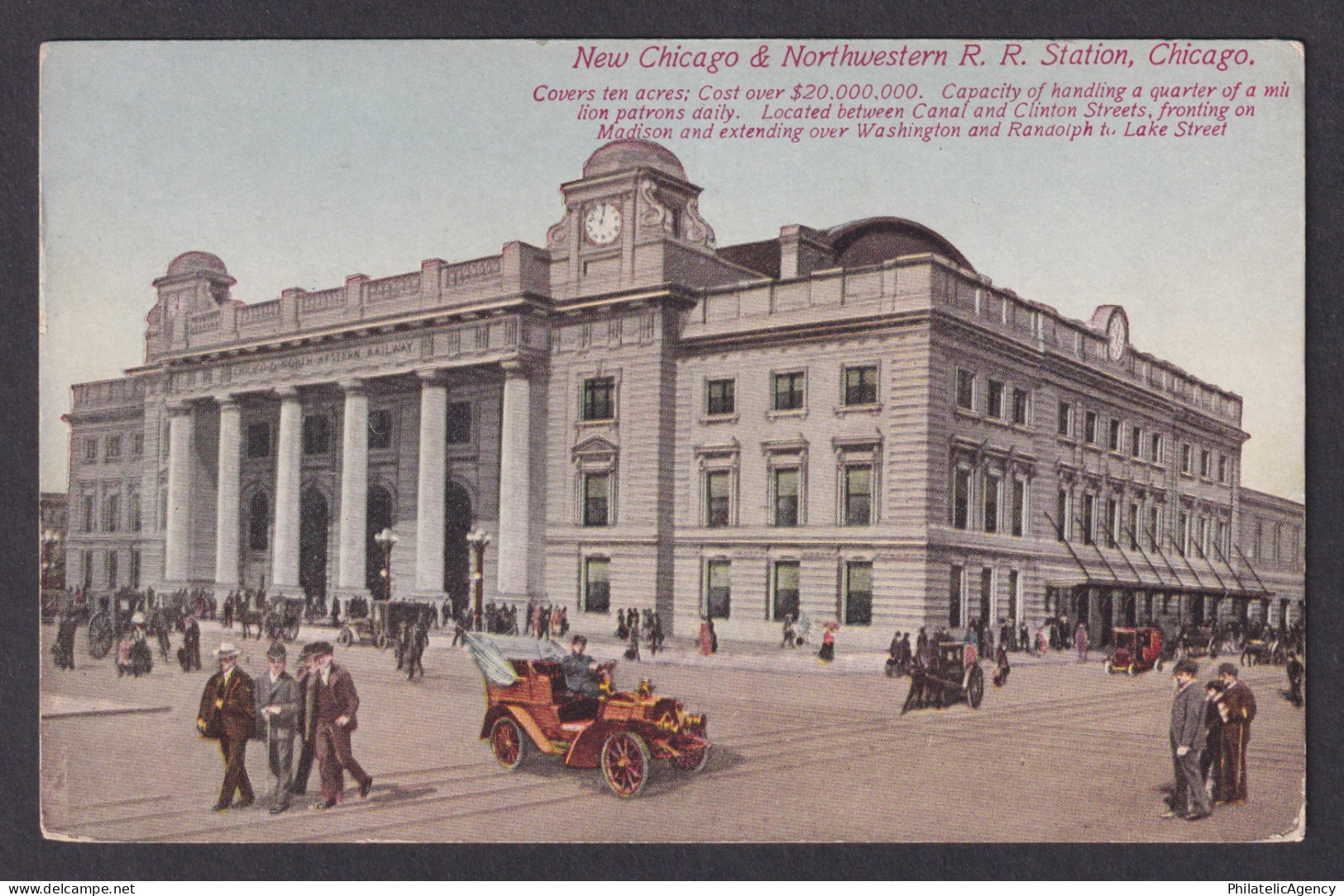 Postcard, United States, Chicago IL, New Chicago & Northwestern R. R. Station