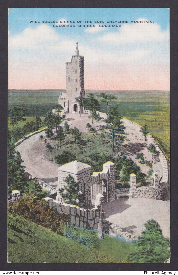 Postcard, United States, Colorado Springs CO, Will Rogers Shrine of the Sun