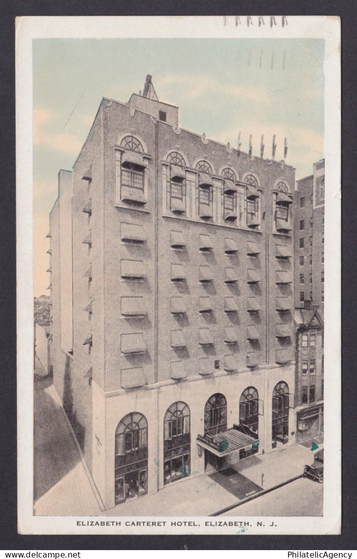 Postcard, United States, Elizabeth NJ, Elizabeth Carteret Hotel