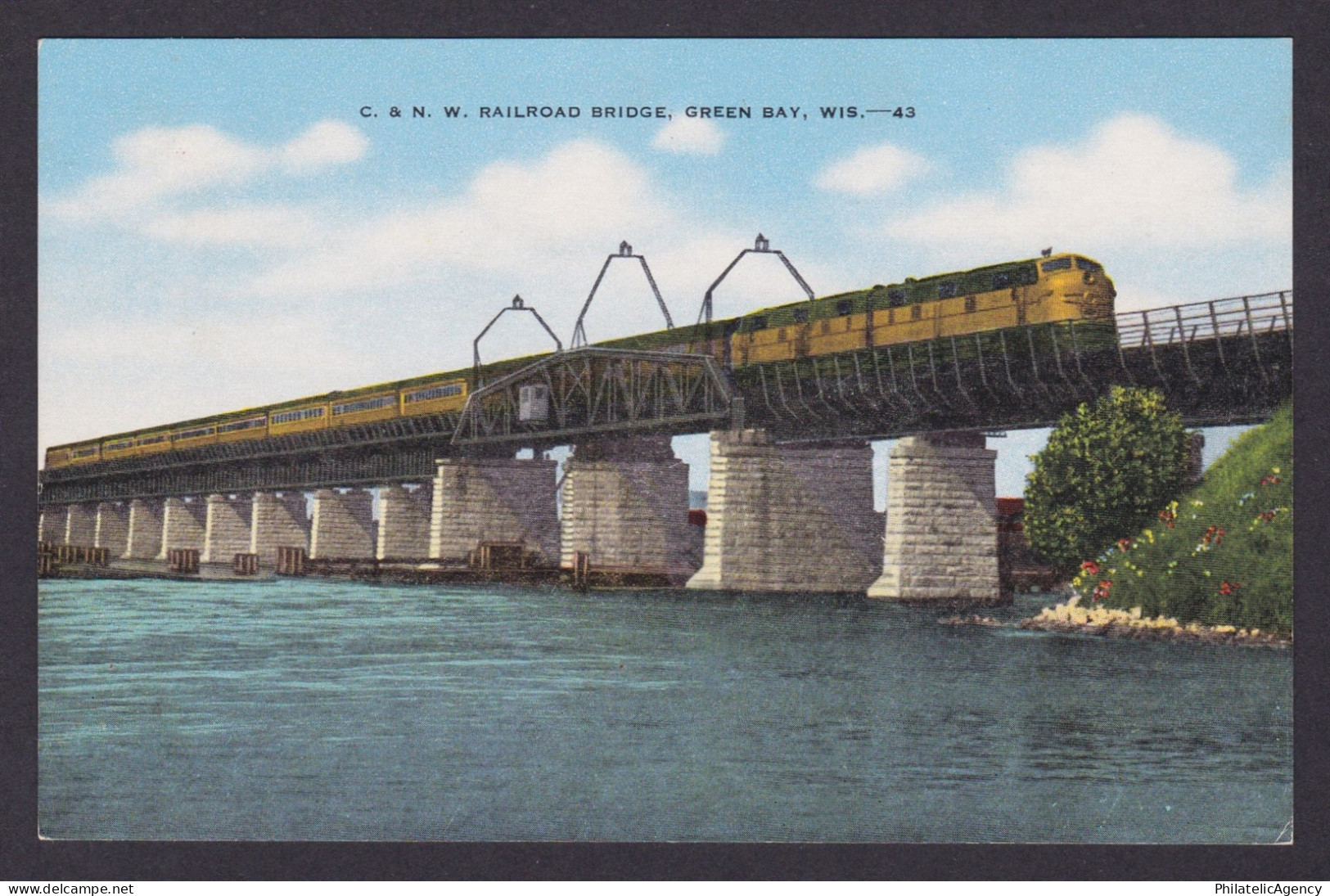 Postcard, United States, Green Bay WI, C.&N.W. Railroad Bridge