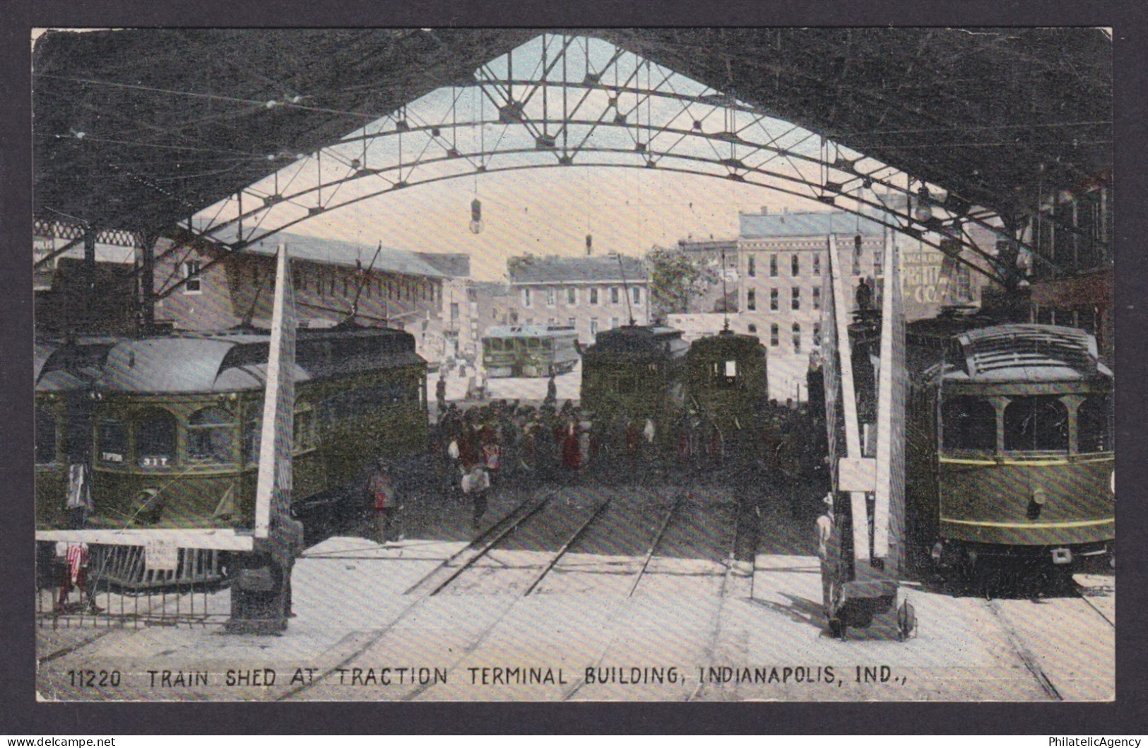 Postcard, United States, Indianapolis IN, Train Shed Traction Terminal Building
