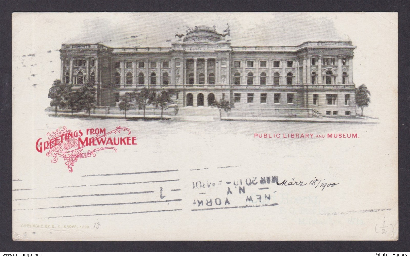 Postcard, United States, Milwaukee WI, Public Library and Museum