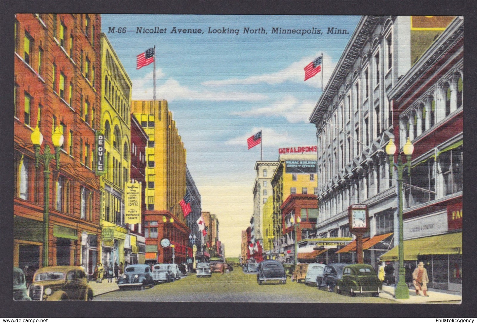 Postcard, United States, Minneapolis MN, Nicollet Avenue, Looking North