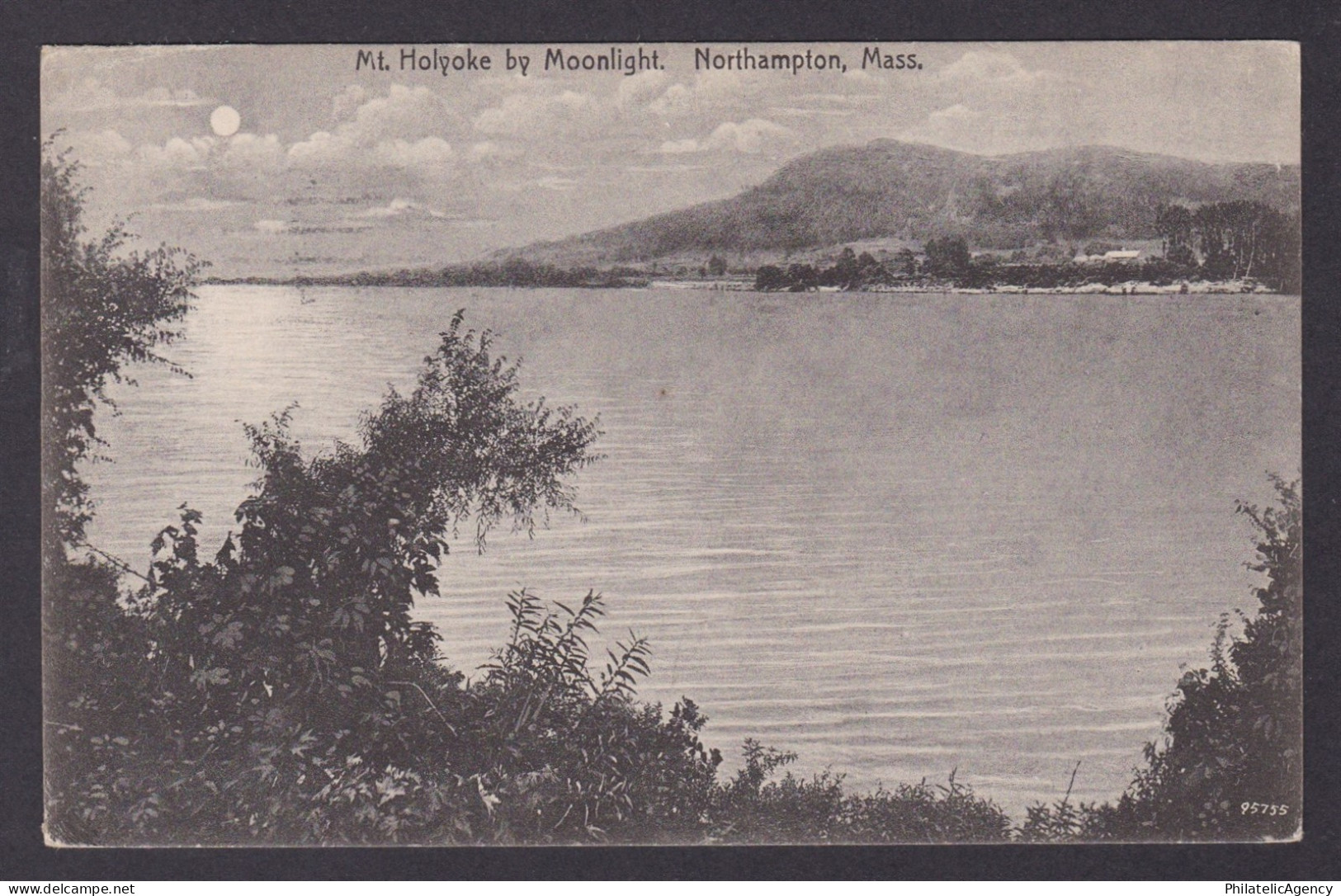 Postcard, United States, Northampton MA, Mt. Holyoke by Moonlight