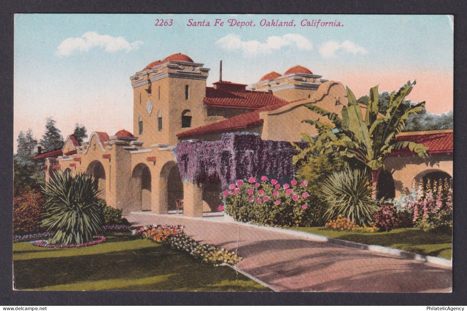 Postcard, United States, Oakland CA, Santa Fe Depot