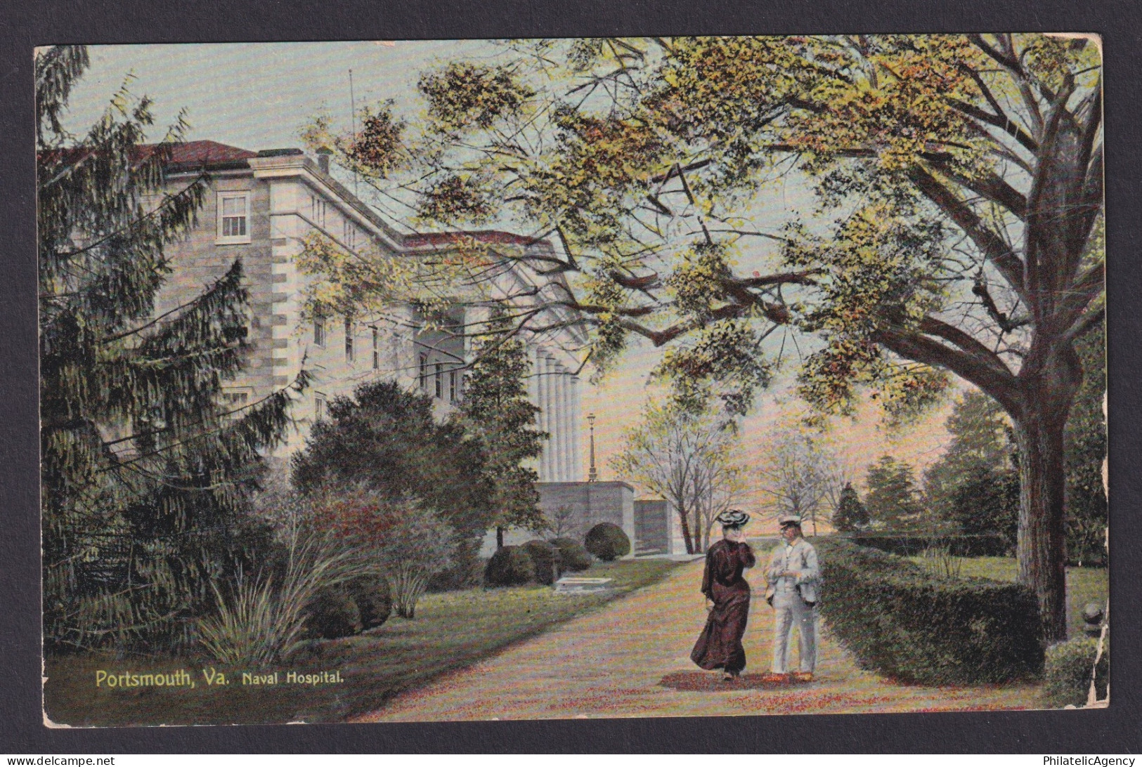 Postcard, United States, Portsmouth VA, Naval Hospital.