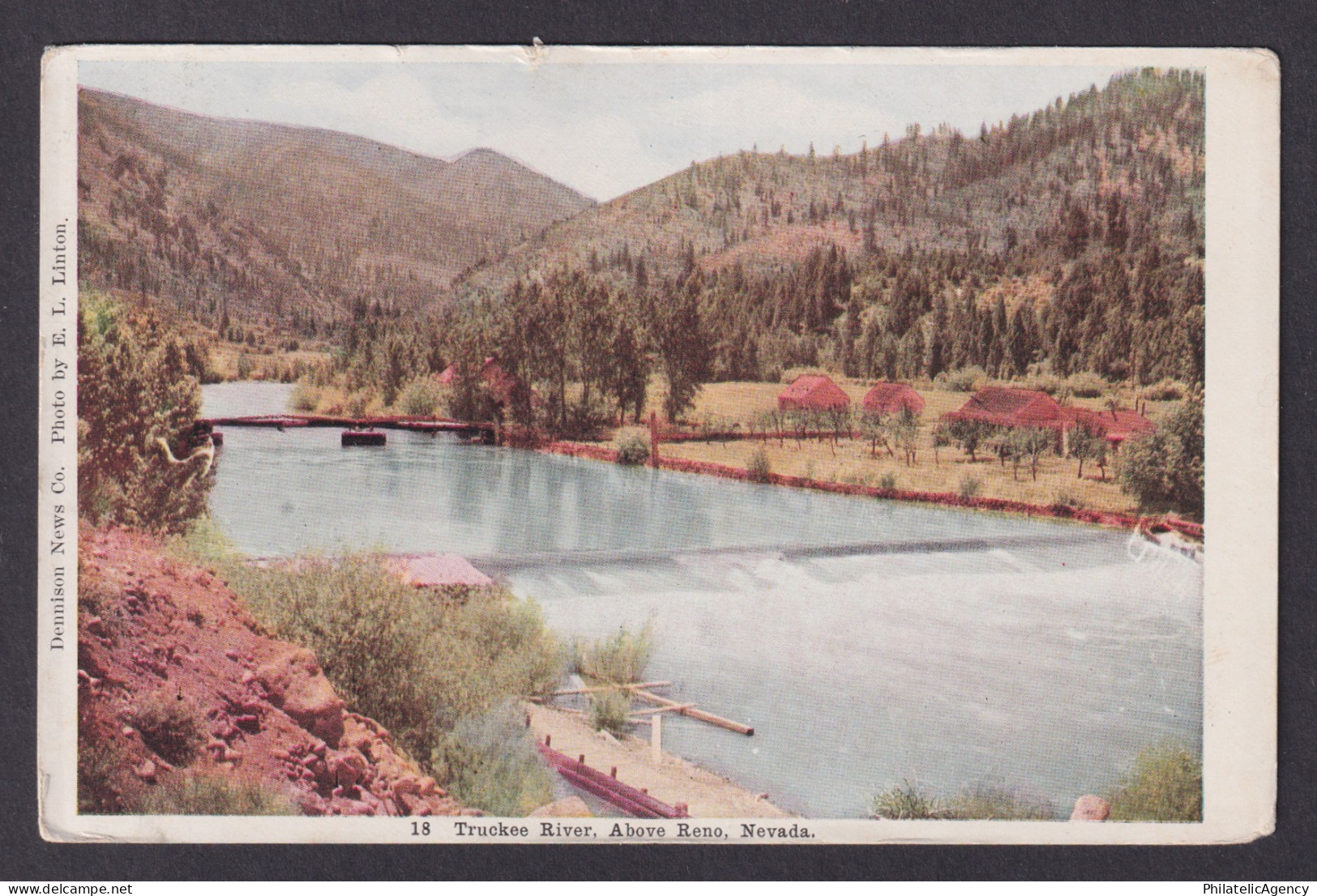 Postcard, United States, Reno NV, Truckee River, Above Reno