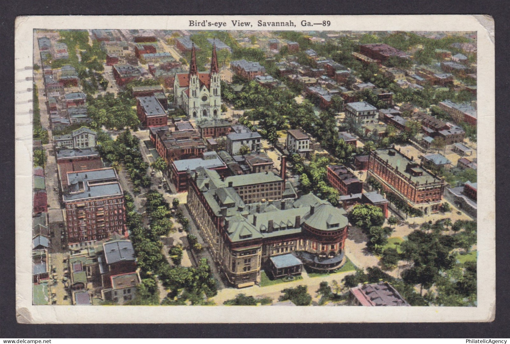 Postcard, United States, Savannah GA, Bird's-eye View