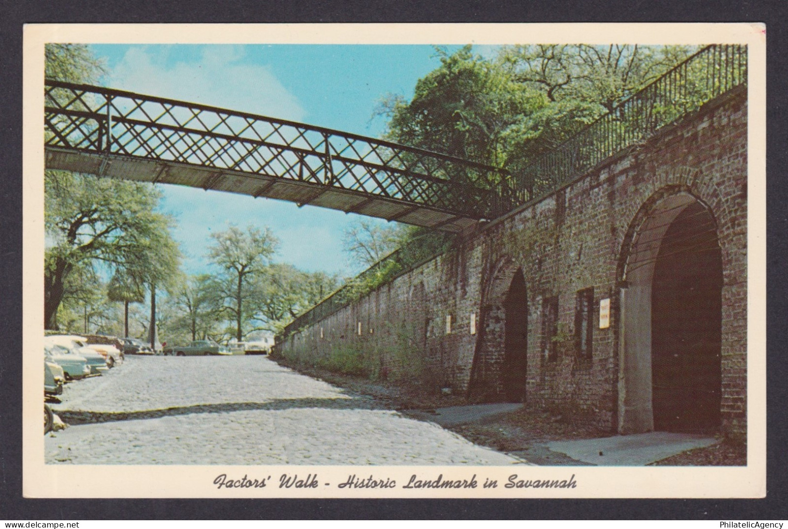 Postcard, United States, Savannah GA, Factors Walk Iron Bridge