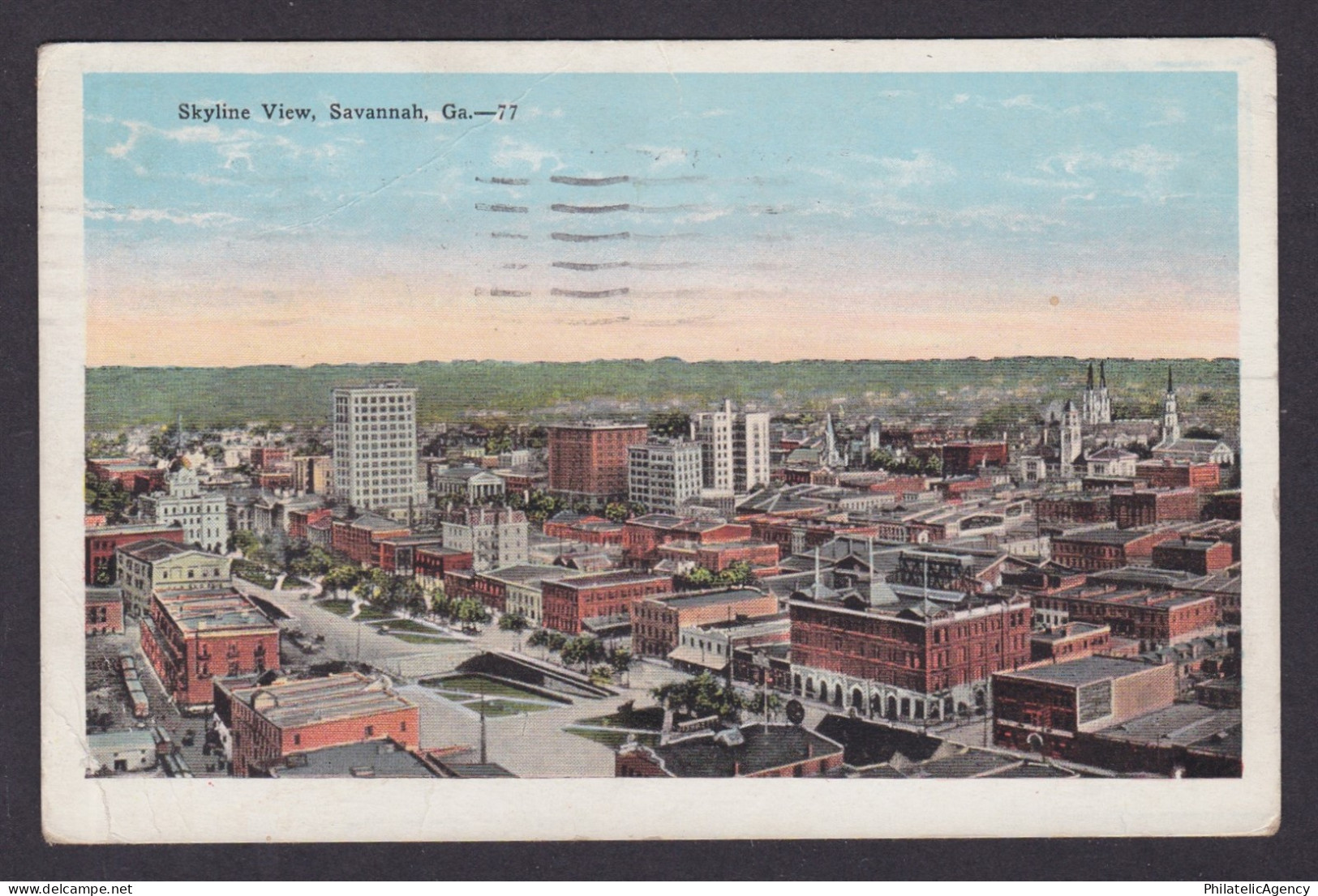 Postcard, United States, Savannah GA, Skyline View