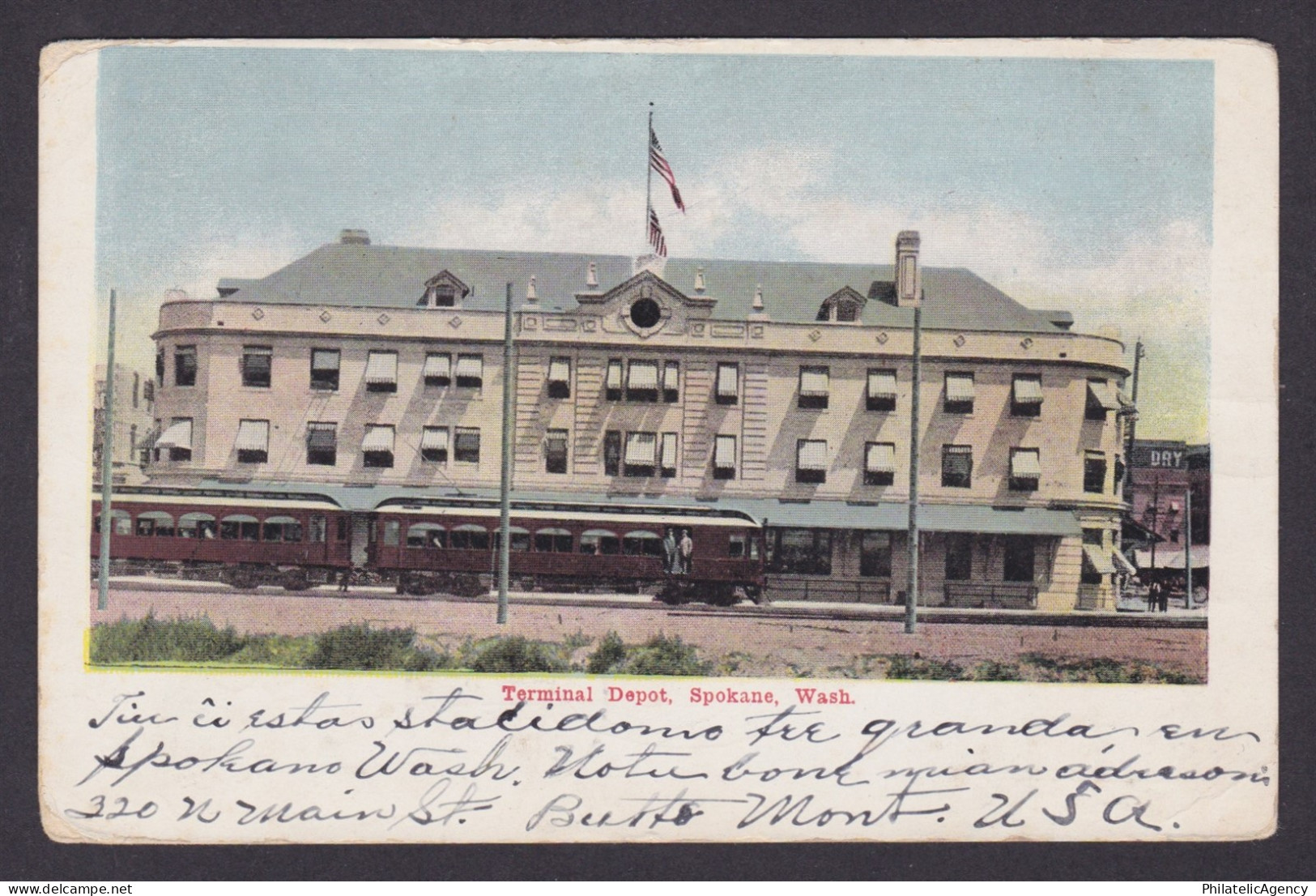 Postcard, United States, Spokane WA, Terminal Depot