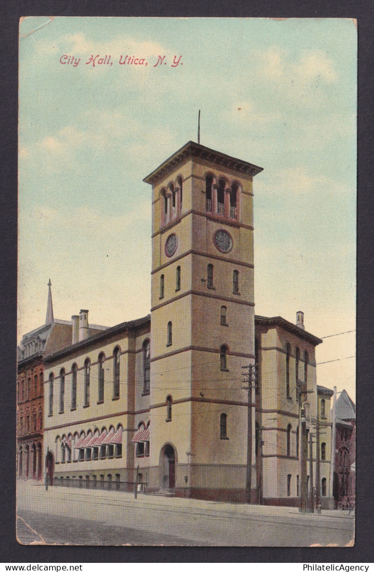 Postcard, United States, Utica NY, City Hall