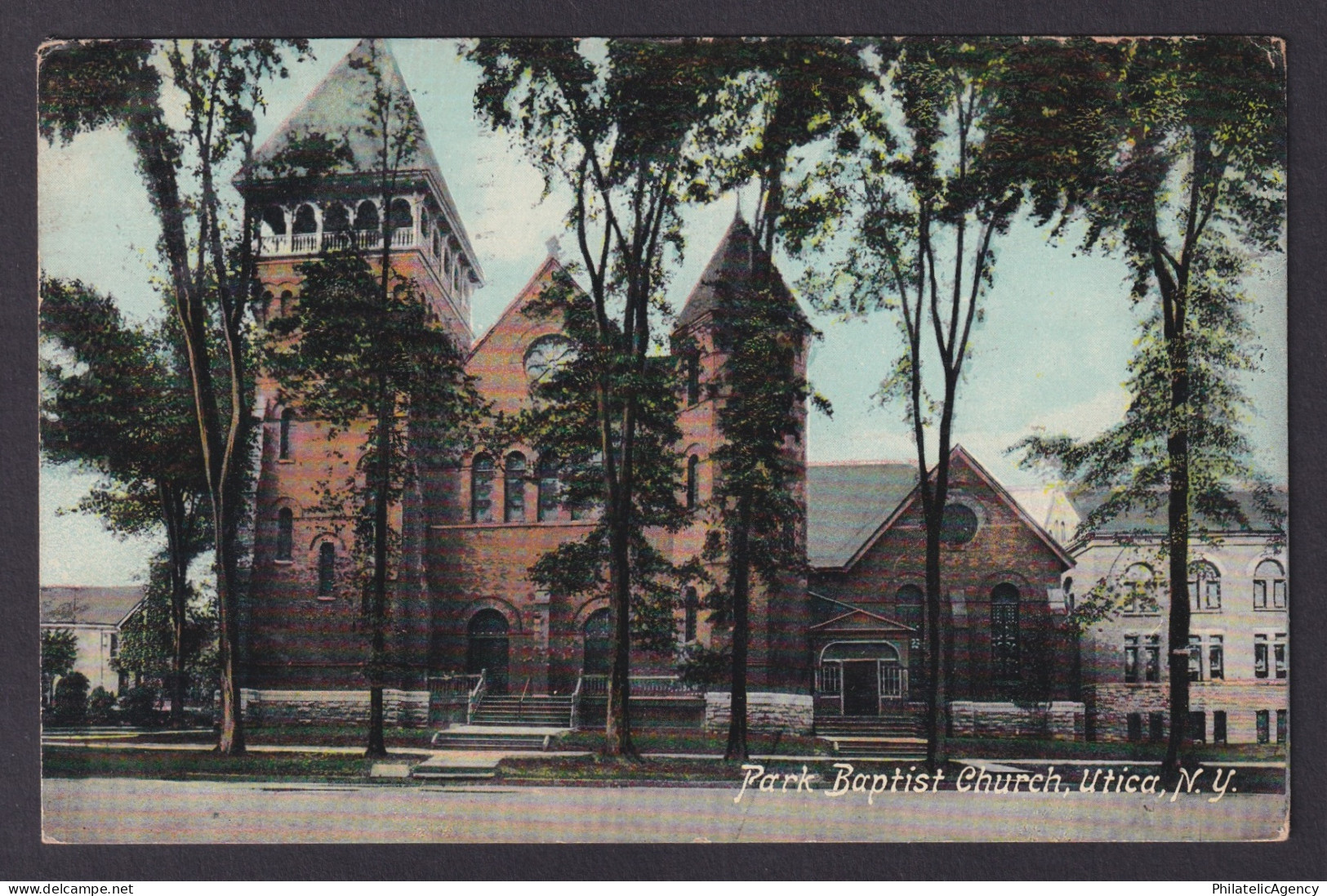 Postcard, United States, Utica NY, Park Baptist Church