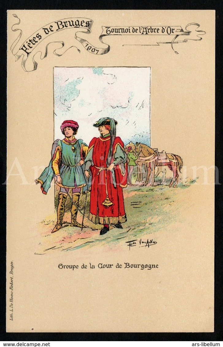 Postcard / unused / Stad Brugge / Steekspel van den Gulden Boom / 1907 / artist signed / Flor Van Acker