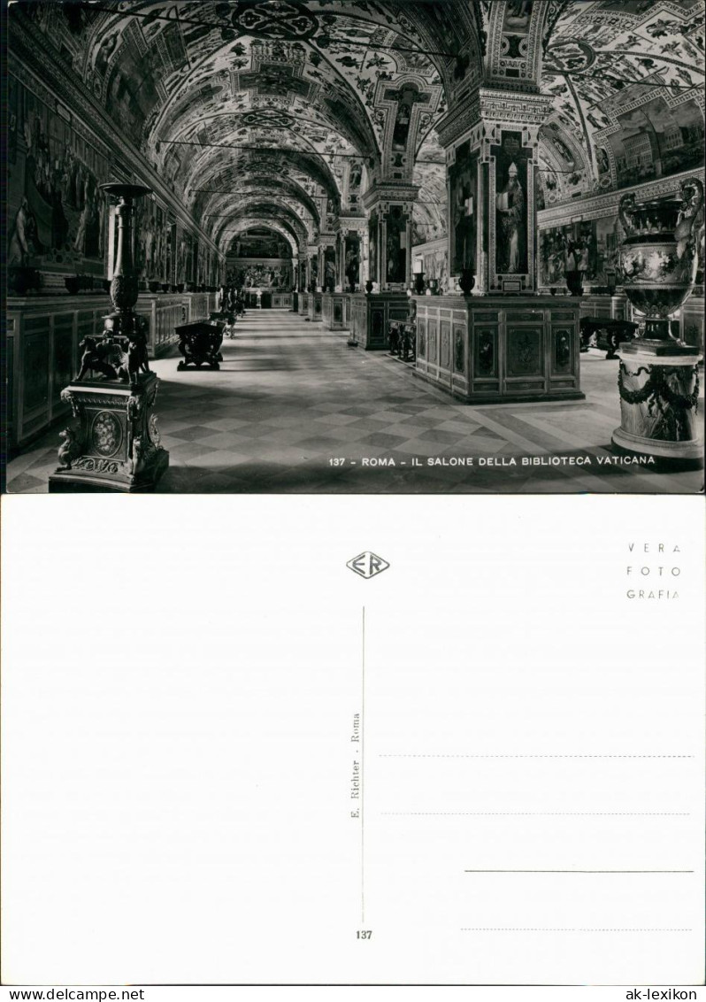 Postcard Vatikanstadt Rom Il Salone Della Biblioteca Vaticana 1950