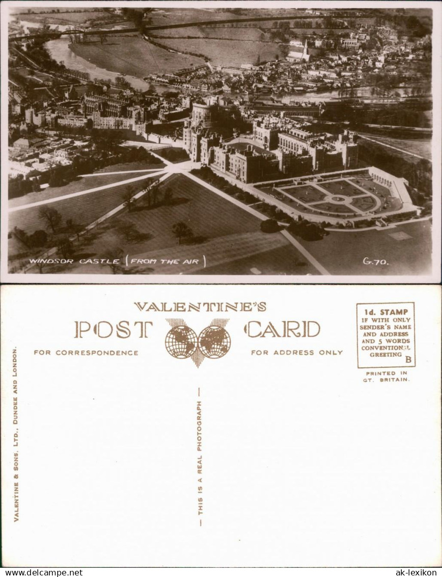 Postcard Windsor Luftbild Windsor Castle 1930
