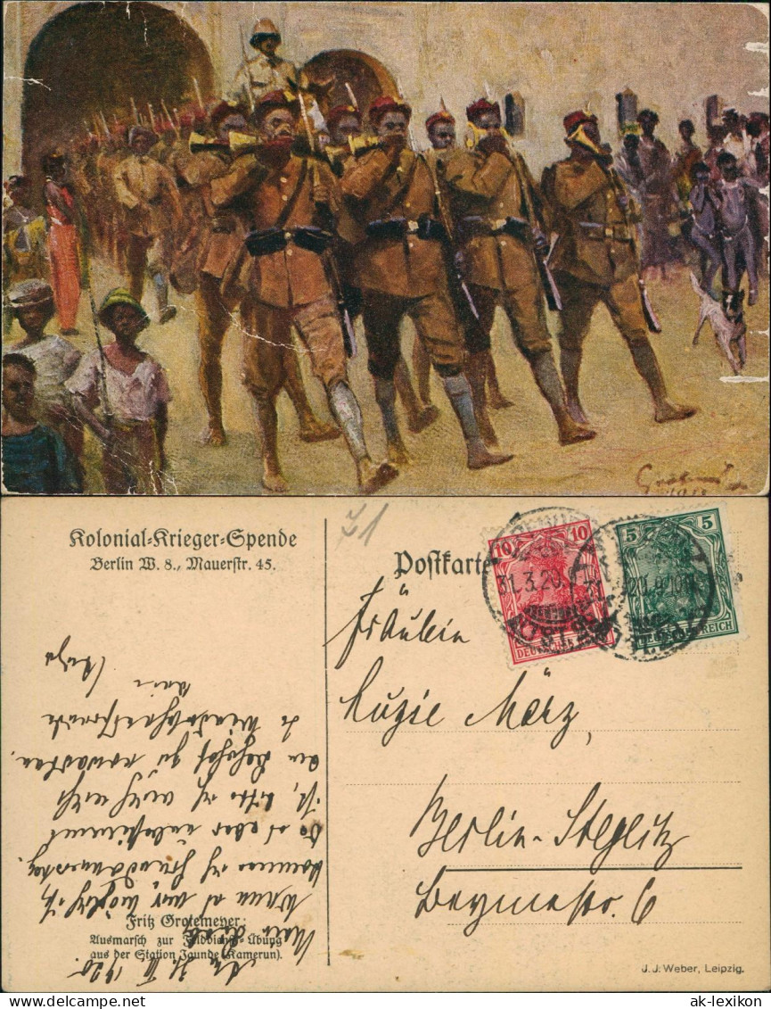Postcard Yaoundé Kolonialkrieger Künstlerkarte 1920  Kamerun