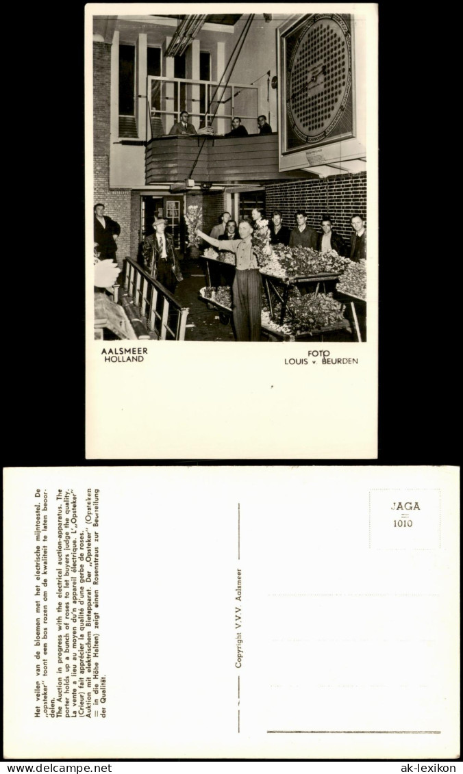 Postkaart Aalsmeer Blumenversteigerung mit elektrischer Auktionsuhr 1955