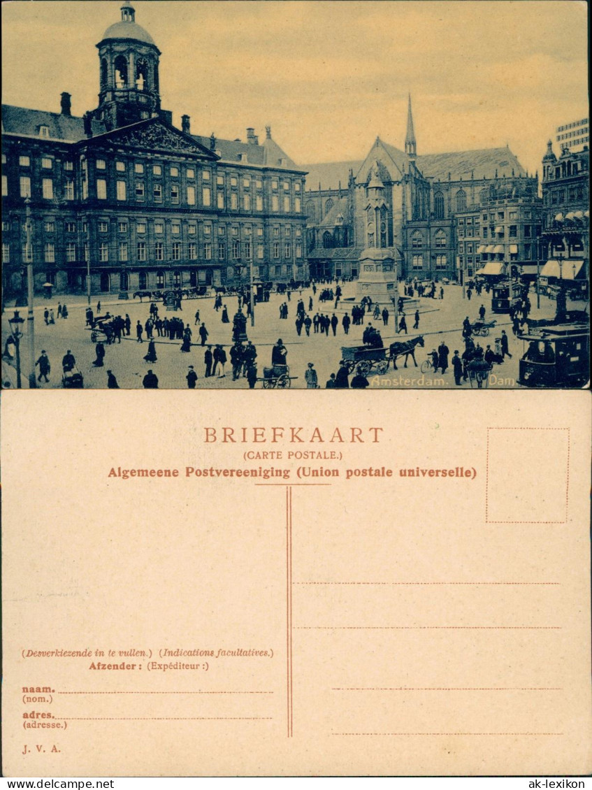 Postkaart Amsterdam Amsterdam Dam - Belebt 1913