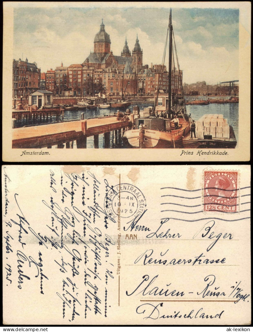 Postkaart Amsterdam Amsterdam Prins Hendrikkade. Fischerboot 1925