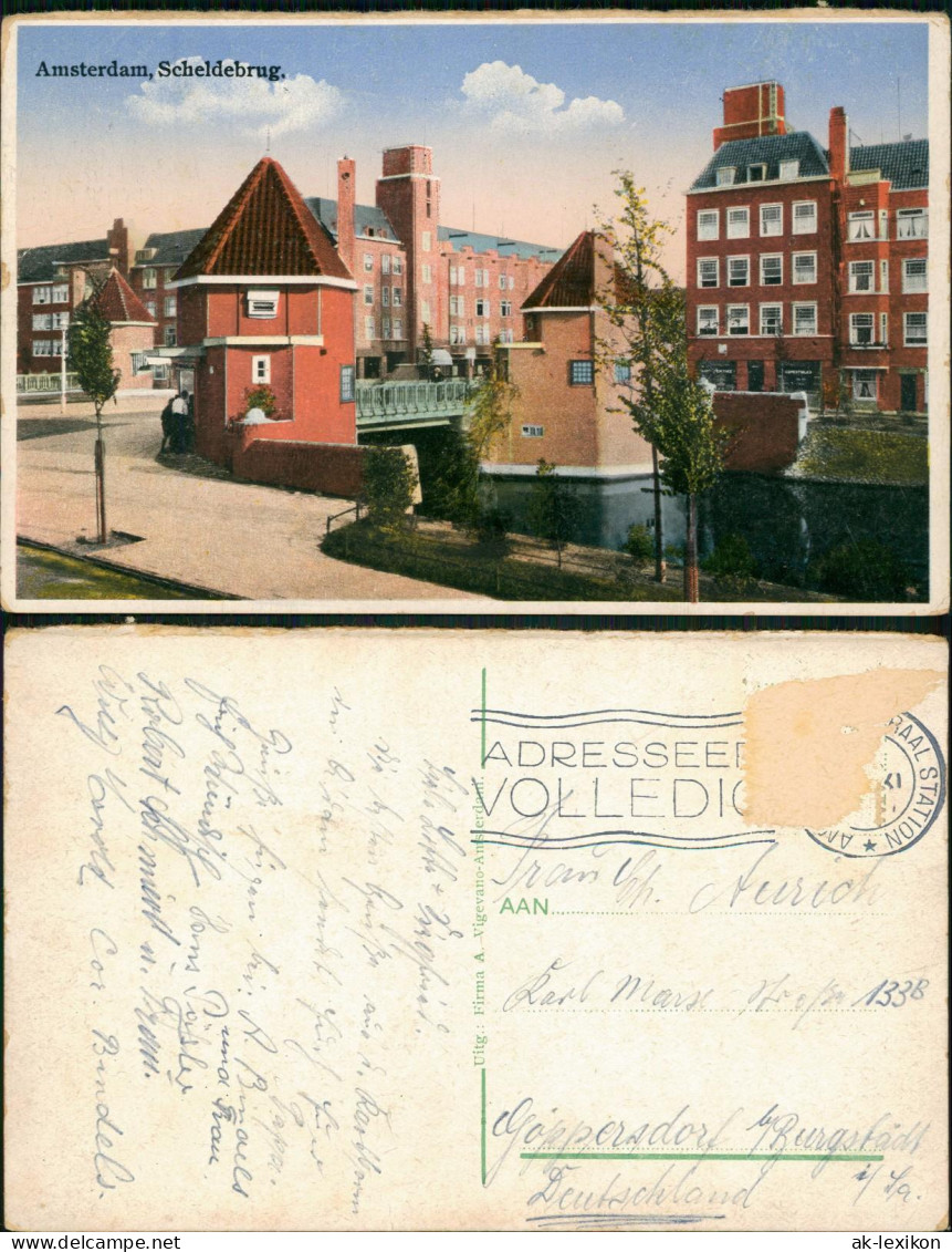 Postkaart Amsterdam Amsterdam Scheldebrug. 1918