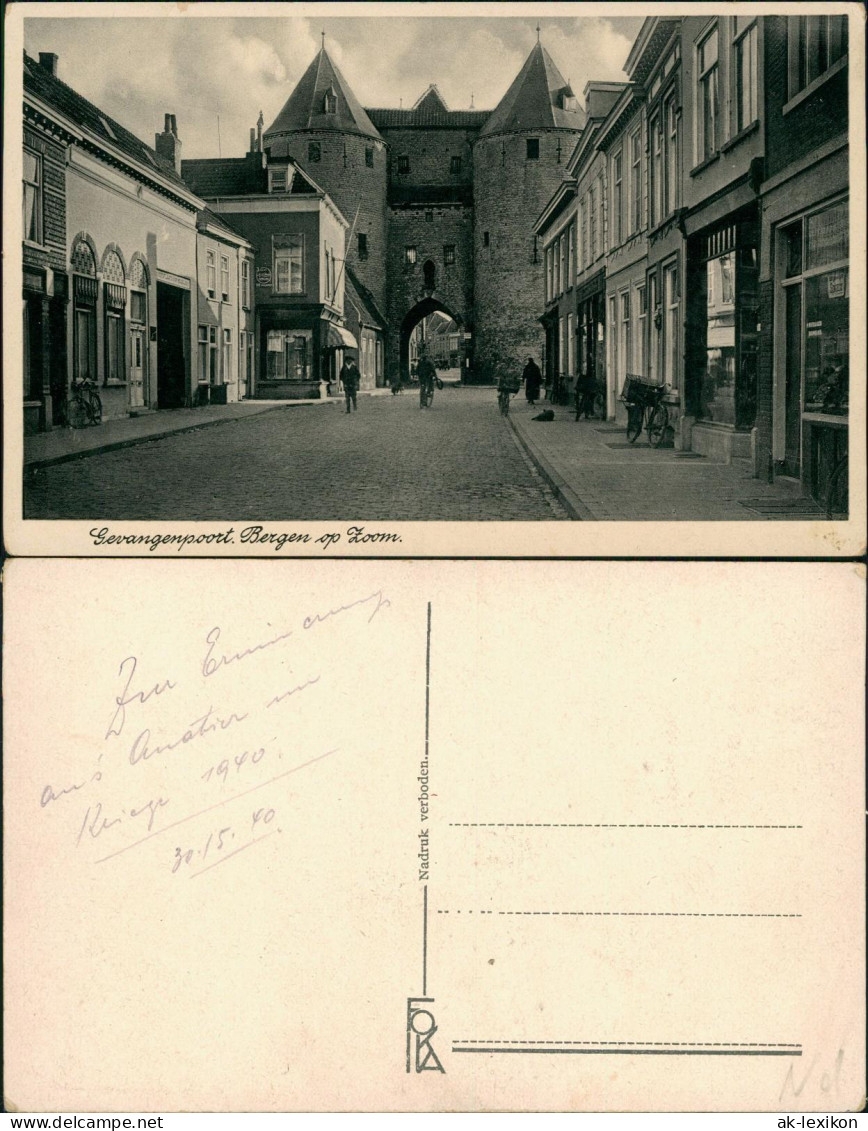 Postkaart Bergen op Zoom Gevangenpoort. Straßenpartie 1940