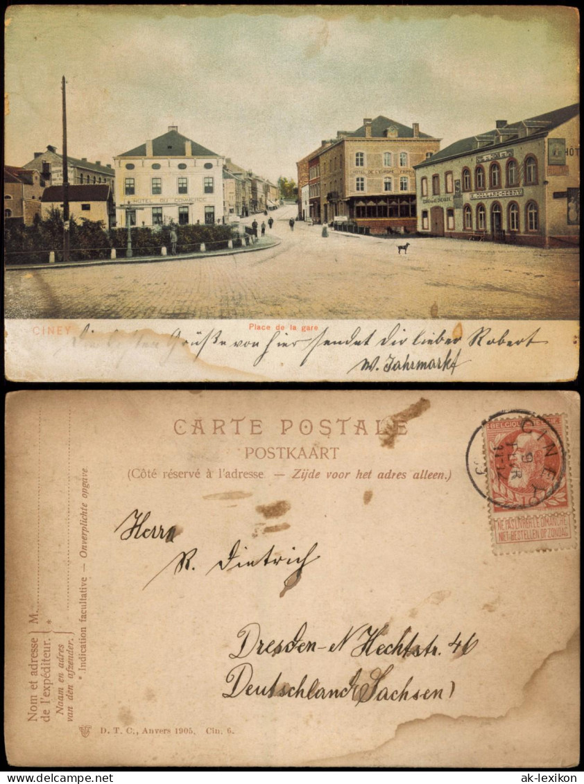 Postkaart Ciney Ciney Place de la Gare 1905