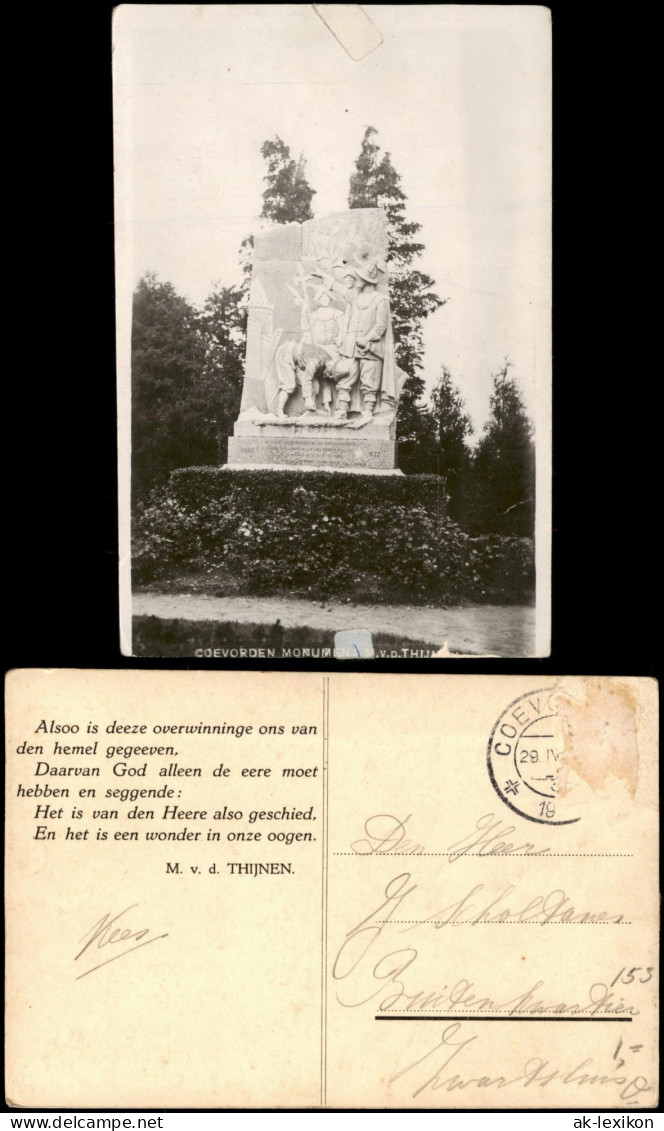Postkaart Coevorden Monument Denkmal 1924