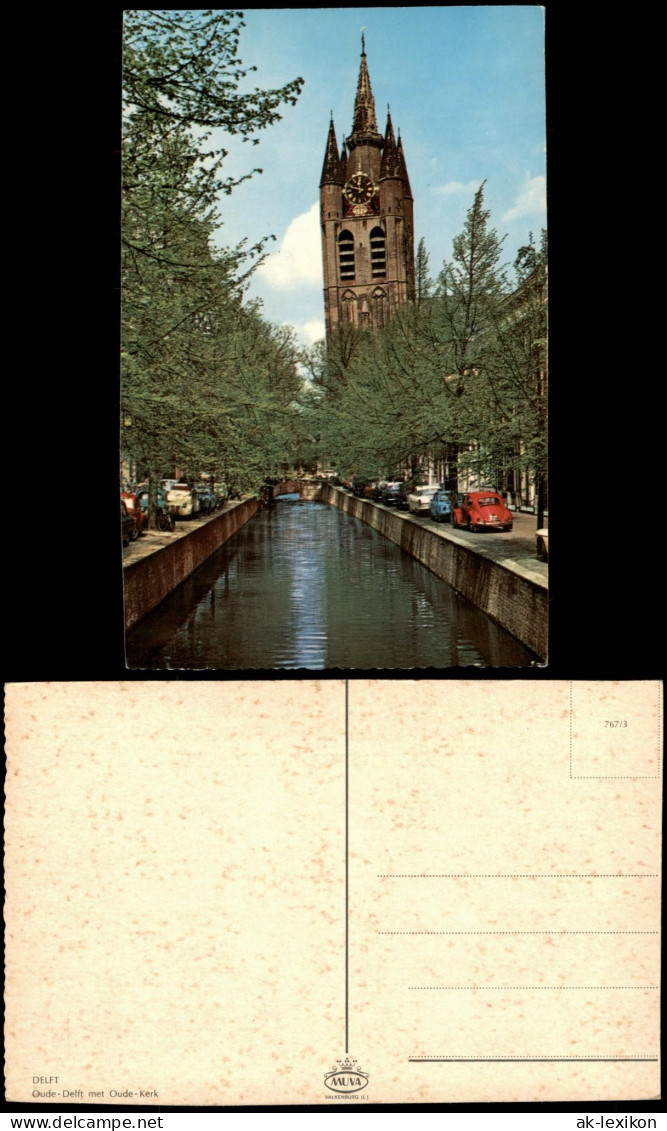Postkaart Delft Delft Oude Delft met Oude-Kerk 1973