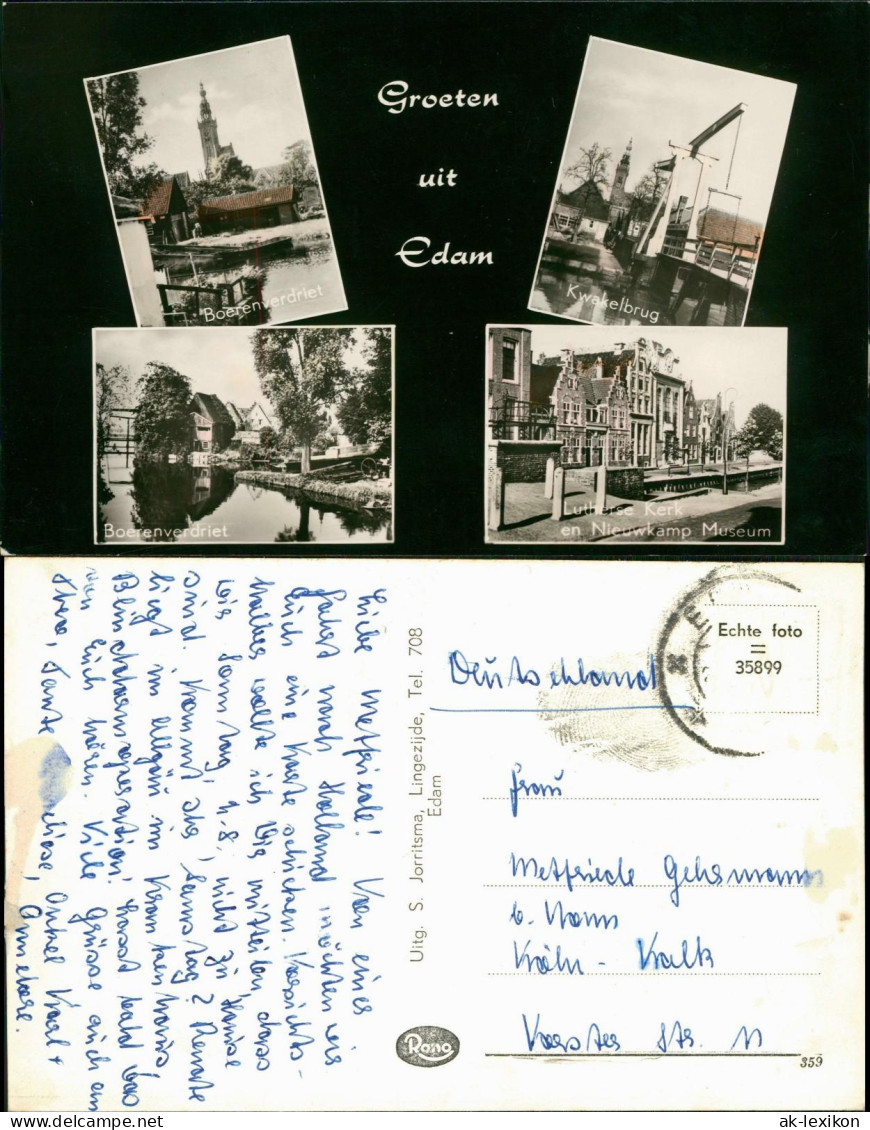 Postkaart Edam-Edam-Volendam Mehrbildkarte mit 4 Ortsansichten EDAM 1955