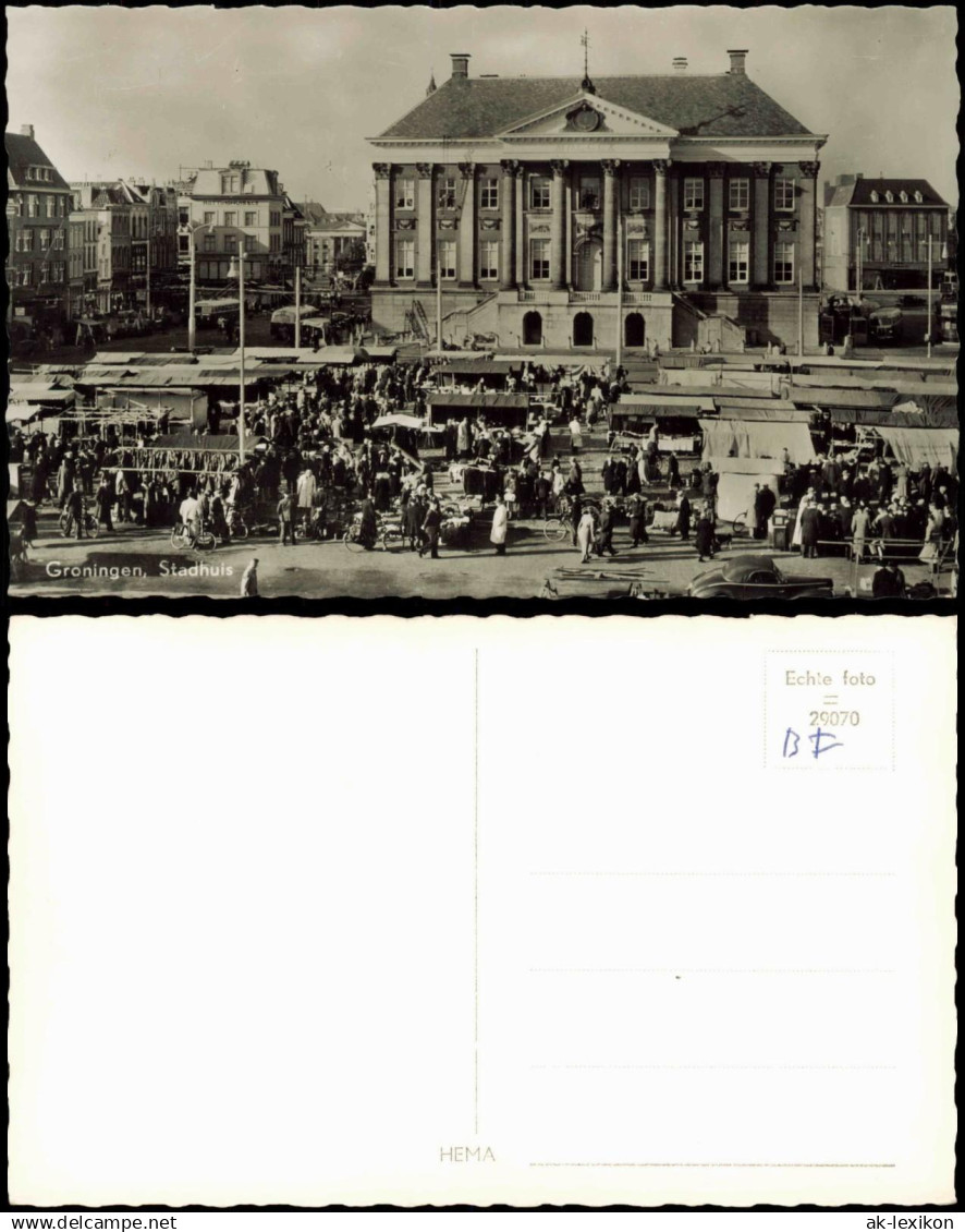 Postkaart Groningen Stadhuis Verkaufsstände 1950