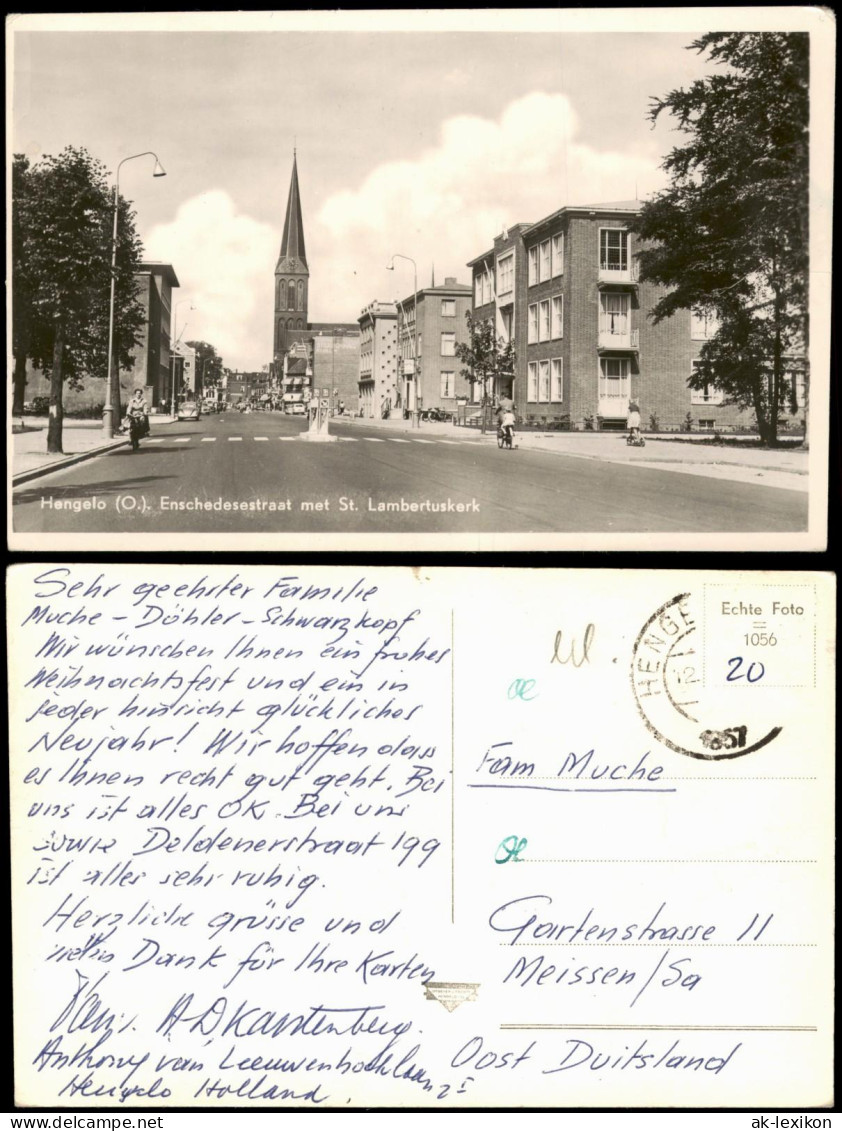 Postkaart Hengelo Enschedesestraat met St. Lambertuskerk 1963