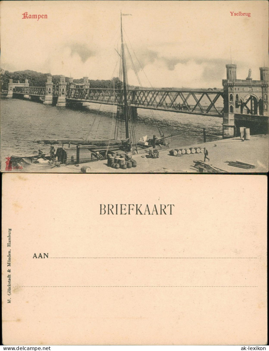 Postkaart Kampen (Niederlande) Yselbrug, Segelschiff 1909