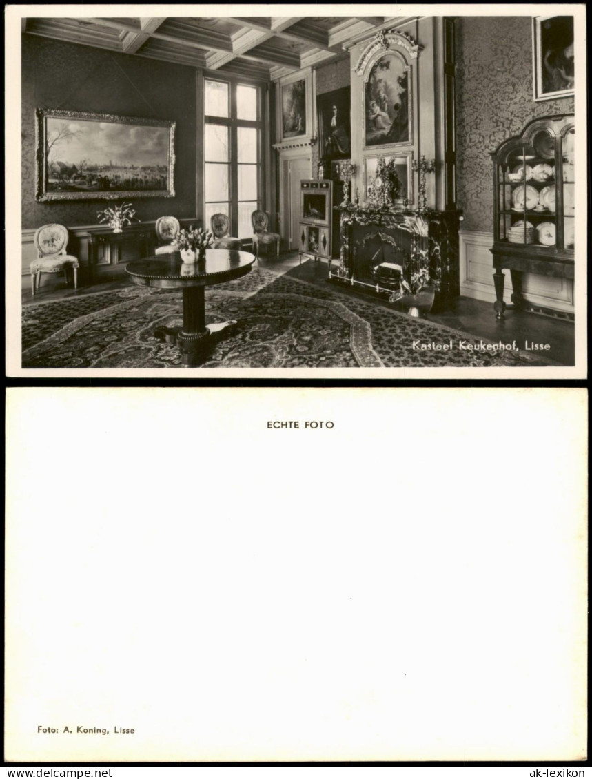 Postkaart Lisse Innenansicht Kasteel Keukenhof 1955