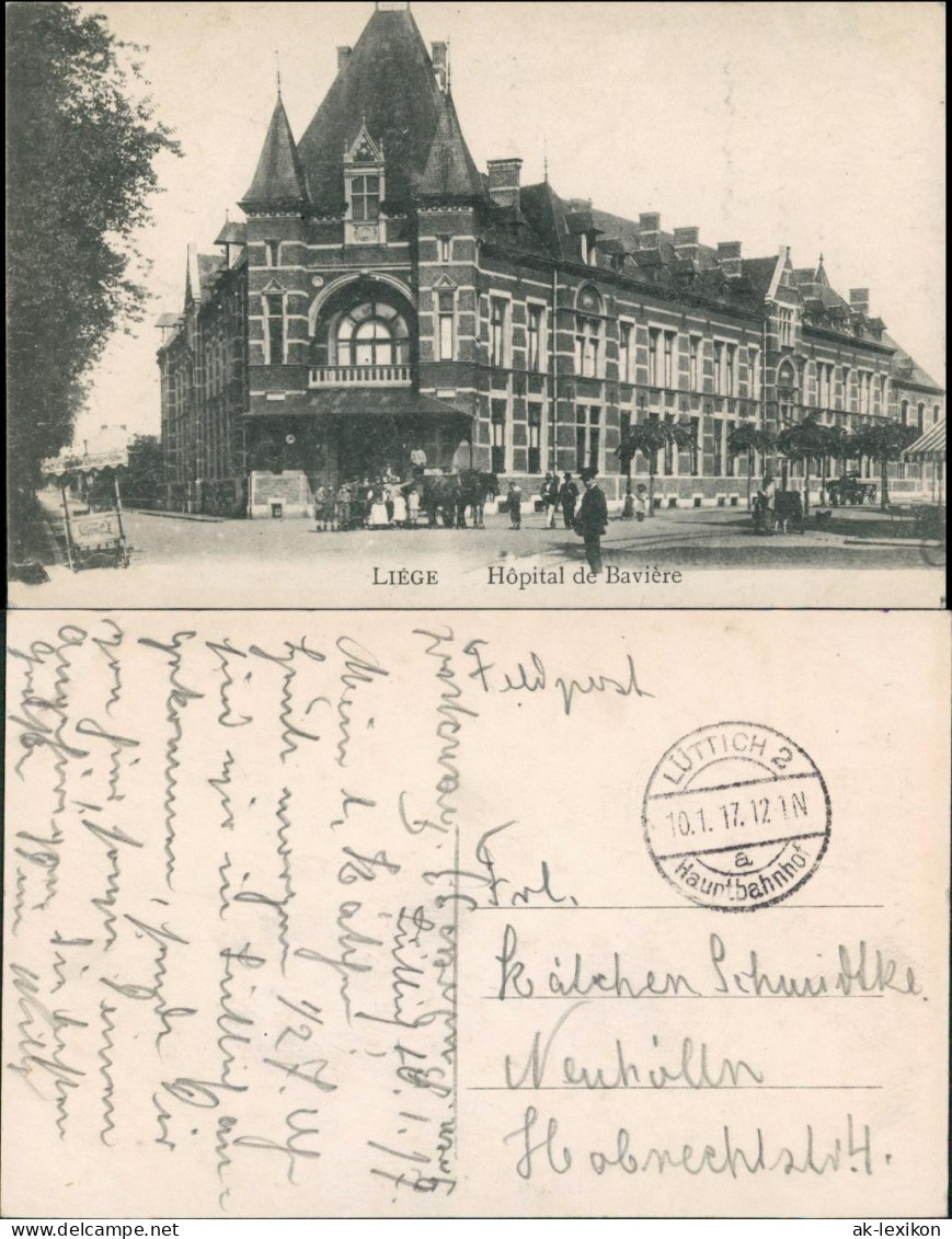 Postkaart Lüttich Luik Lîdje Hôpital de Bavière - Straßenpartie 1917