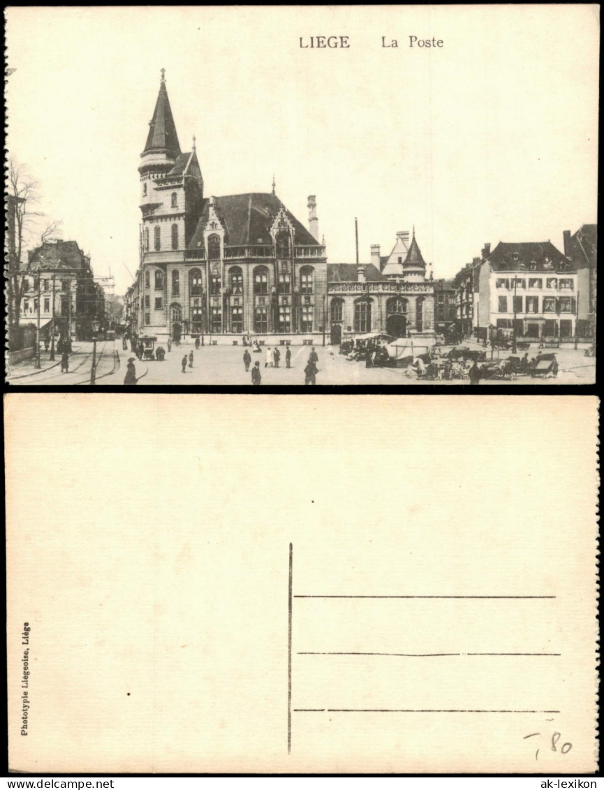 Postkaart Lüttich Luik Lîdje La Poste, Markttreiben 1913