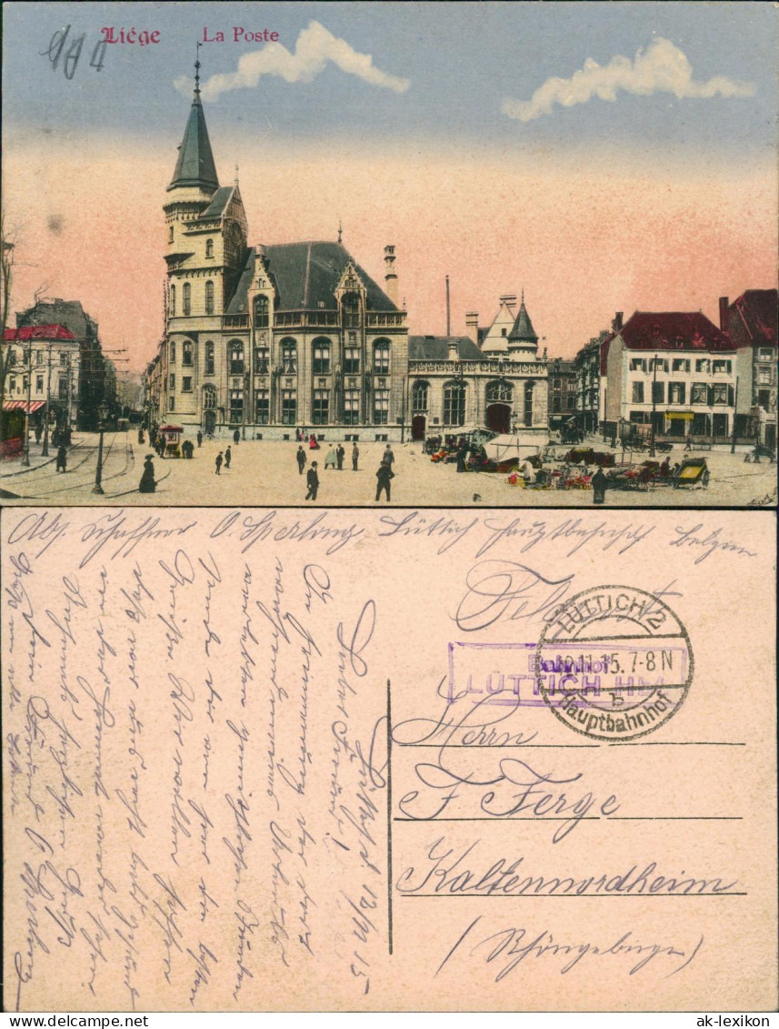 Postkaart Lüttich Luik Lîdje La Poste - Postamt 1915