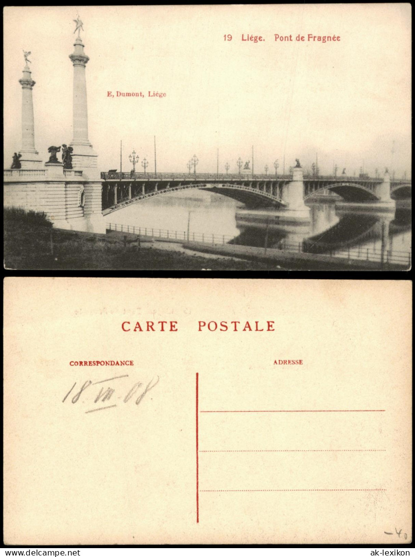 Postkaart Lüttich Luik Lîdje Pont de Fragnée 1913